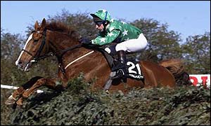 Jim Culloty rides Bindaree to victory in the 2002 Grand National