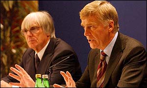 F1 supremo Bernie Ecclestone (left) and FIA president Max Mosley unveil the new proposals