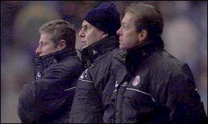 Donachie (left) with Royle (centre) when they were at Man City