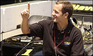 Cristiano da Matta celebrates winning the Cart title with the Newman-Haas team