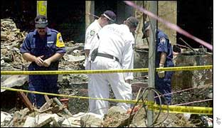 Australian police at the scene of the Bali bombing