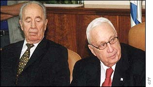 Shimon Peres and Ariel Sharon