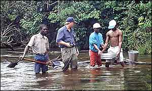 Prospecting for diamonds in Angola