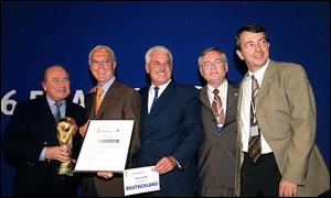 Fifa president Sepp Blatter congratulates Germany on their winning bid