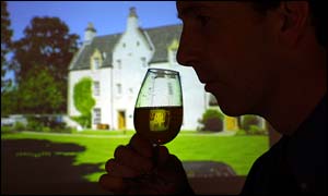 Bob Dalgarno sniffing the whisky