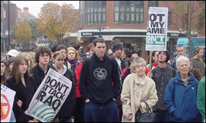 One hundred people rallied in Wrexham