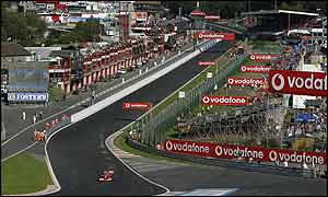 Michael Schumacher blasts through Eau Rouge in 2002