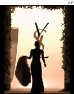 A model leaves the catwalk during the final show in January