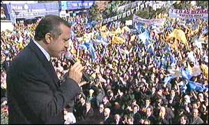 Recep Tayyip Erdogan at a political rally