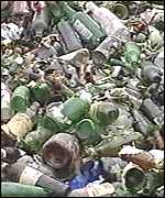 Empty cans and bottles