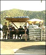 Checkpoint at mouth of valley