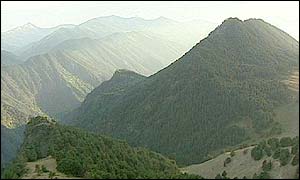 View of the Russian border from the Pankisi gorge area