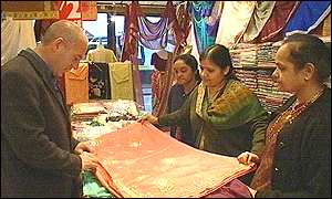 Rob Pittam visits a sari shop on the Belgrave Road in Leicester