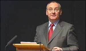 Mark Durkan makes a speech during a prime minsterial visit earlier this year