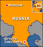Map of Russia showing Cechnya and Grozny