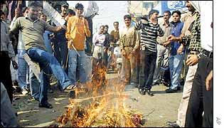 Protesters burn Mufti Mohammad Sayeed in effigy