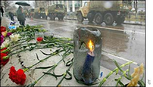 Tributes near the siege theatre in southern Moscow