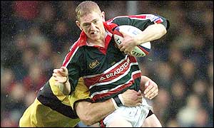 Leicester's Sam Vesty charges forward for Leicester