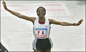 Chepchumba wins the women's race from Russia's Lyubov Denisova