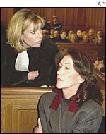 Christine Deviers-Joncour (r) in court