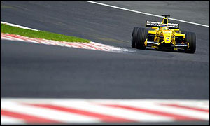 Jordan's Takuma Sato tackles Eau Rouge at the Belgian Grand Prix