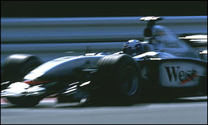 McLaren's David Coulthard at speed in 2002