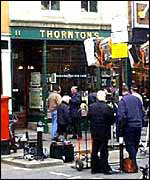 Film crew outside store