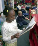 Schoolgirl reading book