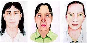 Police sketches of the three suspects