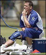 An injured Darren Gough