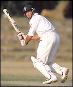 Graeme Hick watches the ball against Sri Lanka