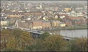 a view of Londonderry on the River Foyle