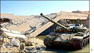 A destroyed bridge in Afghanistan 