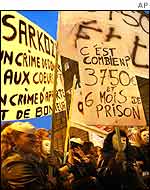 Prostitutes holding banners at the protest