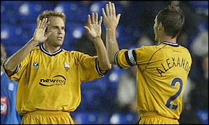 Eddie Lewis of Preston celebrates his goal