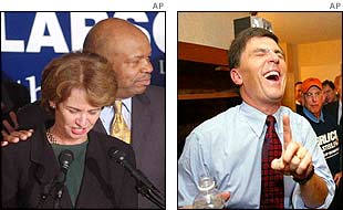 Kathleen Kennedy Townsend is comforted by Elijah Cummings (l) while Robert Ehrlich celebrates