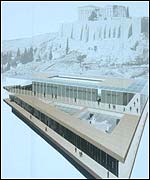 Artists' impression of Athens museum displaying marbles