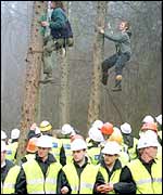 Protesters in trees