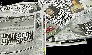 Newspapers coverage of Tory troubles