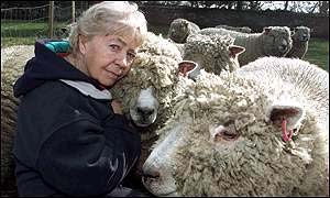 Moria Linaker with her Ryeland sheep