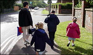 group going to school 