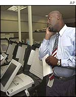 Election official with computer in Georgia