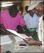 Fingerprinting at an aid centre 