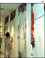 A cleaner in a Beijing department store