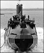 HMS Trafalgar being launched 