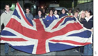 Gibraltarians carry British flag