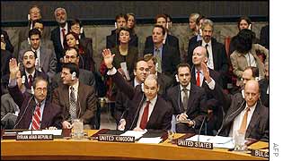 Ambassadors from Syria, the UK and the US vote for the resolution