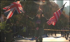 Lloyd Scott crosses the finish line
