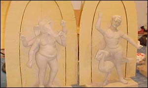 The statues will be decorated in bright colours