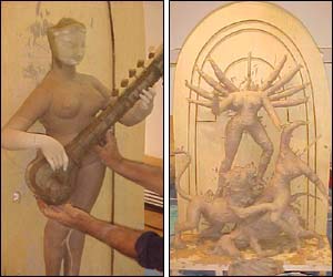 The figures are worshipped as part of Durga Puja